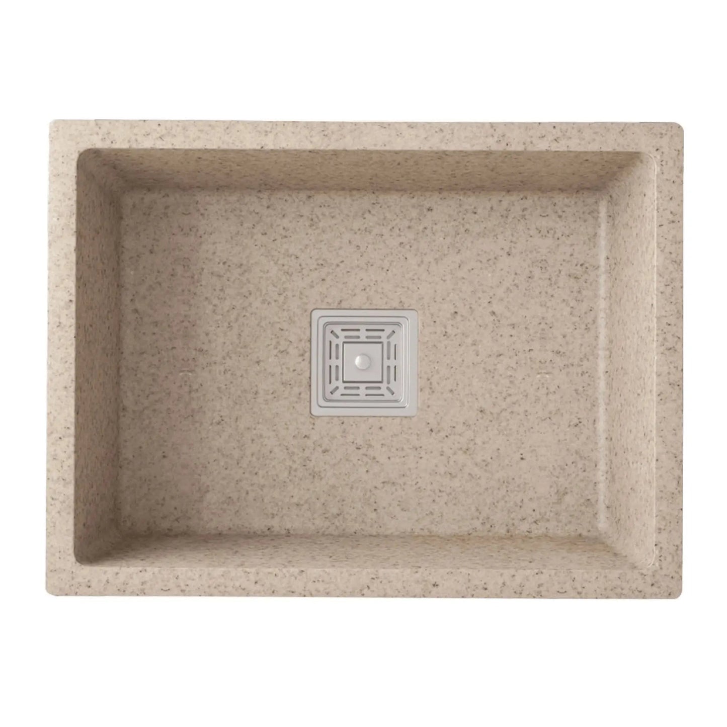 Quartz (24x18x9) Inch Single Bowl Kitchen Sink Sand Choco – Strong, Scratch-Resistant
