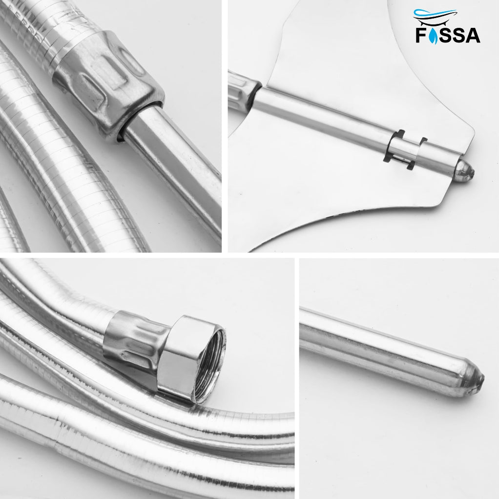 Fossa Stainless Steel Straight Jet Spray with Heavy PVC Hose Pipe 1 Meter for Toilet | Built-in Installation Type Toilet Seat/Commode Spray - Rust-Free, Durable