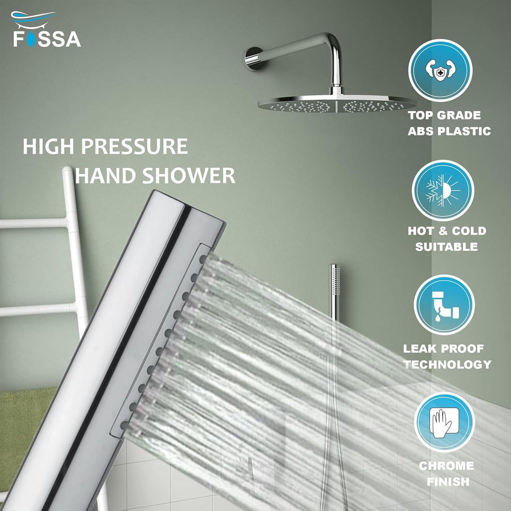 Peak Abs Chrome Finish Hand Shower With 1.5 Meter 304- Grade Stainless Steel Hose Pipe & Hook